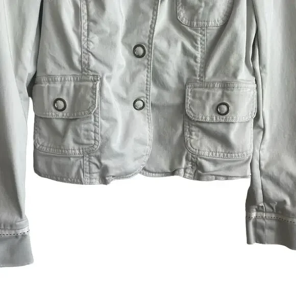 To The Max Womens Utility Jacket L Ivory Military Safari Stretch Cotton - Picture 6 of 12